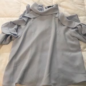 Topshop Cold-Shouldered Ruffled Top